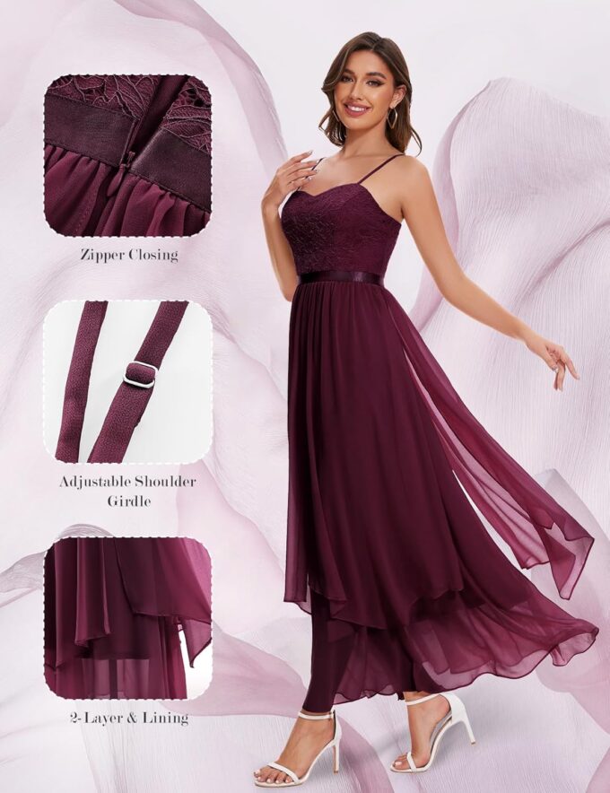 Homrain Cocktailkleider für Damen Abendkleider Ballkleid Fürmal Cabrio Schwarzes Brautsmaid Kleid – Bild 3