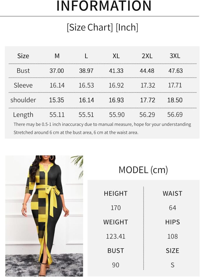 Nmoder Übergröße Kleid für Frauen - 3/4 Ärmel Floral Faux Wrap Midi Kleid mit Gürtel XL-5XL – Bild 5