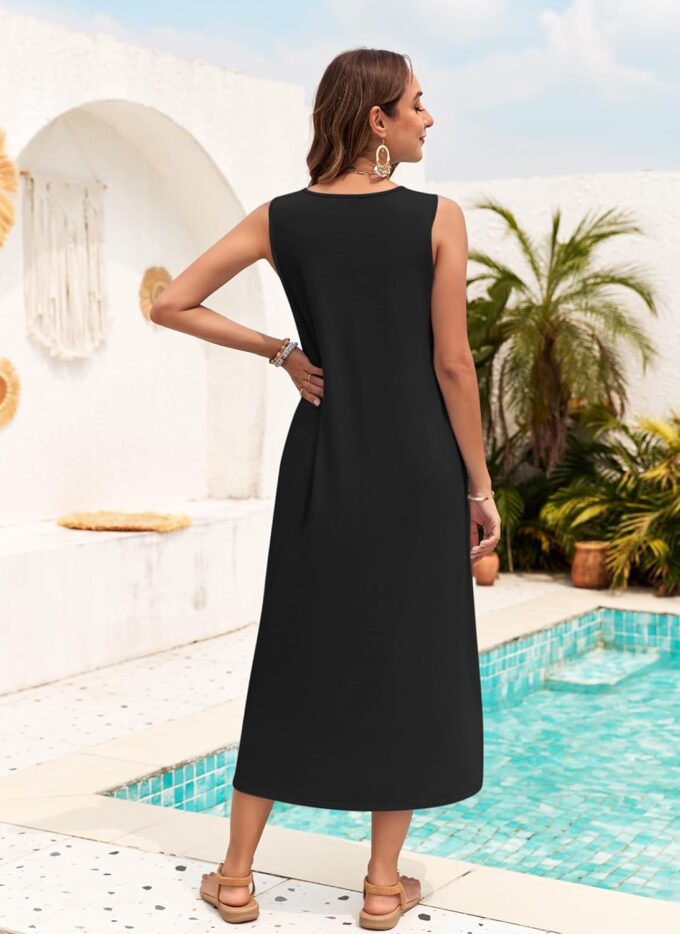 MOLERANI Women's Summer Maxi Dress 2025 Sleeveless Button Down Casual Loose Long Beach Sundress Travel Vacation Outfits – Bild 4