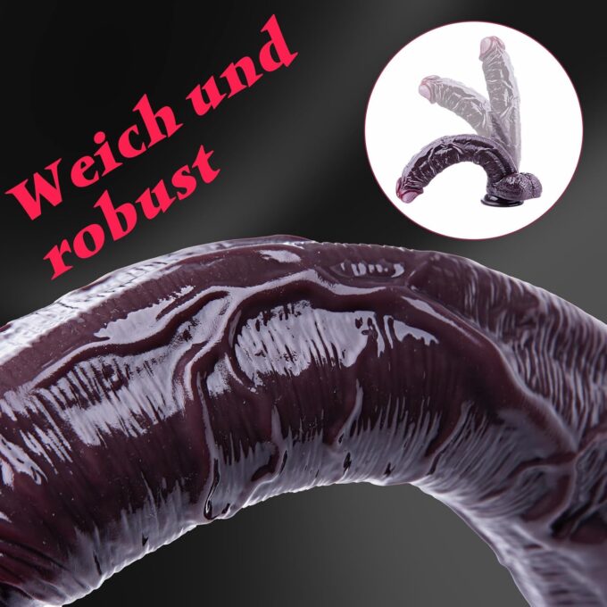 23 cm großer realistischer Silikondildo, schwarzer Dildo, Saugnapfdildo für Frauen, realistischer Naturdildo, schlanker Analdildo, XL großer G-Punkt-Penisdildo, tragbarer Dildo für erwachsene Frauen – Bild 5