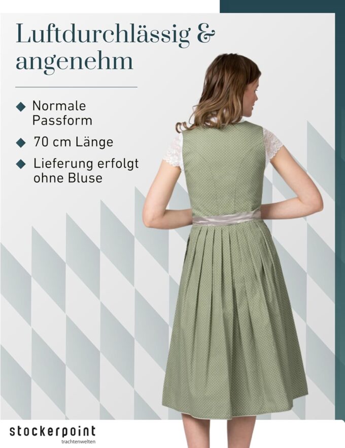 Stockerpoint Damen Dirndl Edonita I Größe 32-48 I Trachtenkleid mit liebevollen Details & Dirndlschürze I 100% Baumwolle I Bequem & pflegeleicht I Perfekt für Trachten & Festlichkeiten – Bild 3