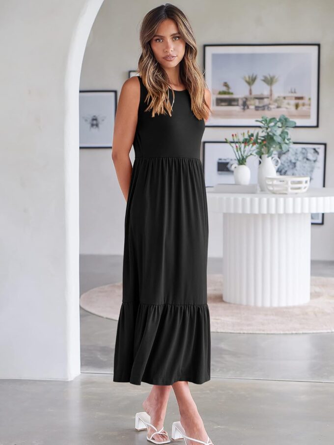 ANRABESS Women Summer Casual Sleeveless Crewneck Sundress Aline Flowy Tiered Maxi Long Beach Dress Vacation Outfits – Bild 7