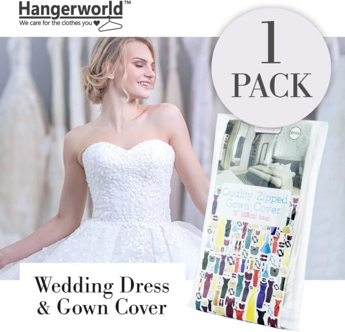 Atmungsaktiver Kleidersack für Hochzeitskleider - Weiß - 183 cm - Hangerworld – Bild 7