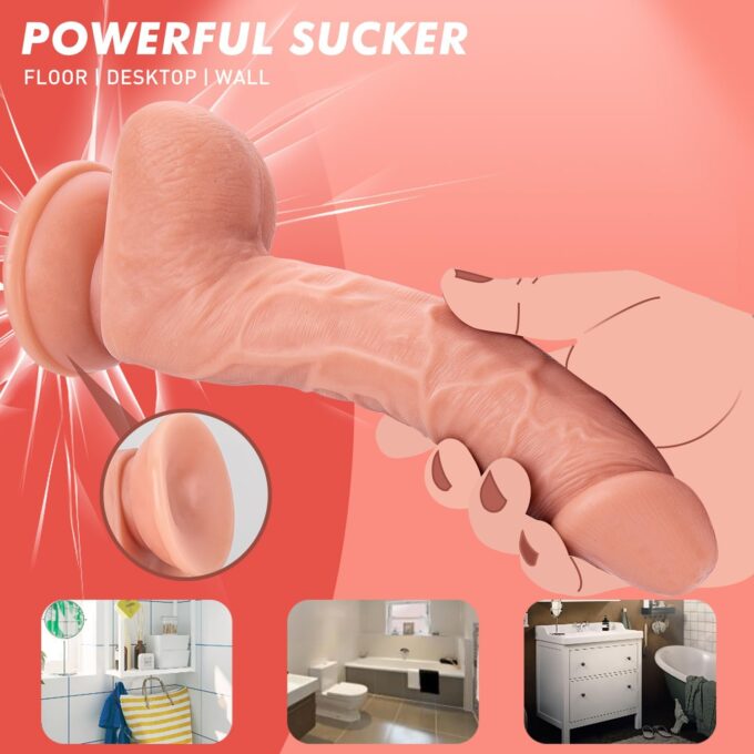 Realistischer Dildo - 26cm Spritz Penis mit Starkem Groß Saugnapf ＆ Spritzfunktion, Realistic Dick Spritzdildo Braun mit Echten Venen und Prallen Hoden, Sex Spielzeug für Die Frau ＆ Männer ＆ Paare – Bild 4