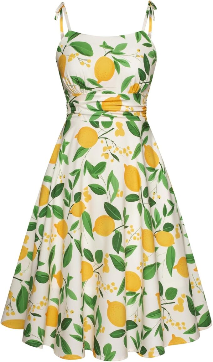 Belle Poque 2025 Summer Dresses for Women Spaghetti Strap Midi Sun Dress Cute Casual Dress with Pockets
