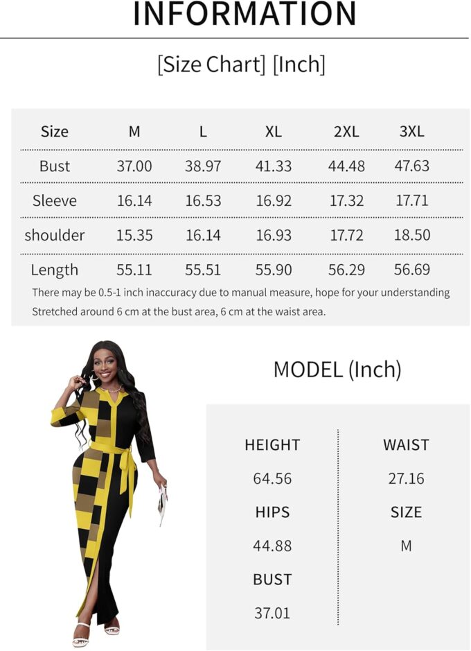 Nmoder Übergröße Kleid für Frauen - 3/4 Ärmel Floral Faux Wrap Midi Kleid mit Gürtel XL-5XL – Bild 6