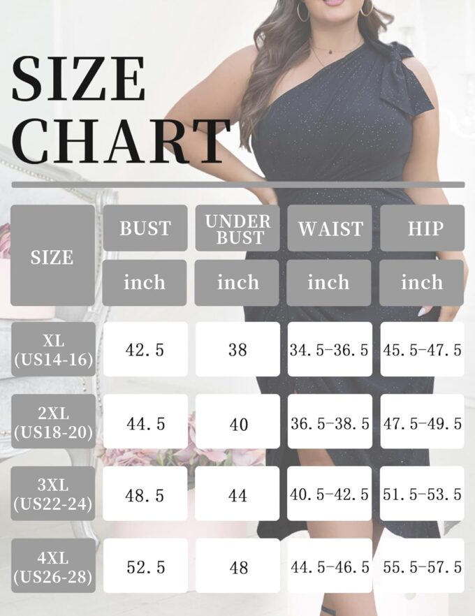 Women's Summer Plus Size Sequin Glitter Dress One Sparkly Shoulder Ruched Wrap Cocktail Party Black Slit Dress – Bild 6