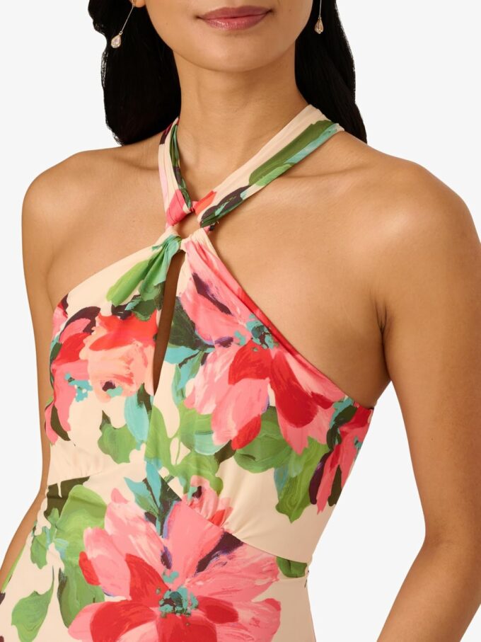 Adrianna Papell Women's Halter Flounce Midi Dress – Bild 5
