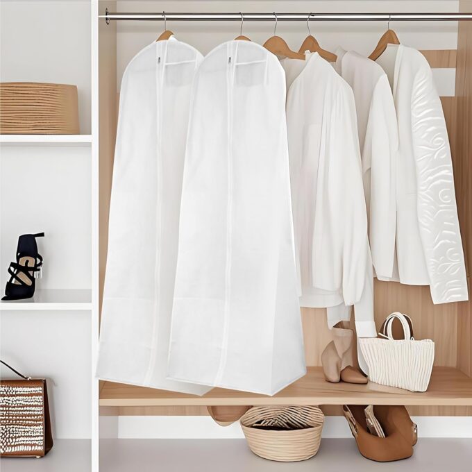 2 Stück Brautkleidhülle Kleidersack 180 cm,Anti-Staub Atmungsaktiver Hochzeitskleid Kleidersack mit Mit Reißverschluss, Geeignet für Brautkleider, Kleider, Mäntel, Lange Mäntel usw – Bild 7