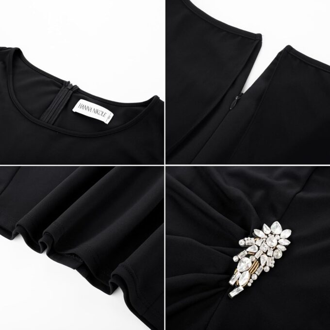 Hanna Nikole Womens Plus Size Chiffon Cape Dress Crew Neck Wedding Guest Dresses Ruched Bodycon Cocktail Pencil Dress – Bild 5
