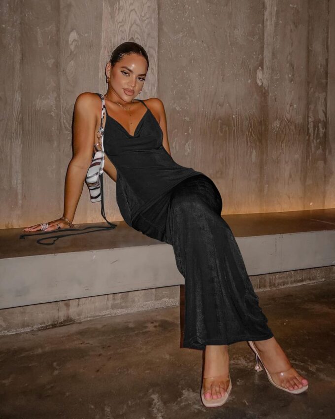 Doweha Women Backless Cowl Neck Cocktail Going Out Dress Halter Slip Long Semi Formal Party 2025 Spring Summer Maxi Dress – Bild 2