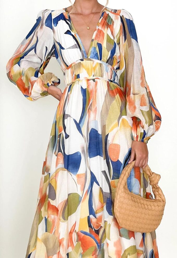 Sissyaki Women's Long Sleeve Boho Floral Maxi Dress Summer Fall Wedding Guest Dress – Bild 3