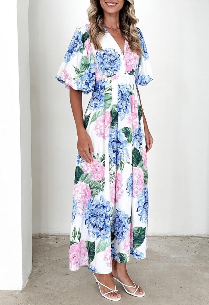 Sissyaki Women's Boho Floral Maxi Dress Summer Fall Wedding Guest Dress – Bild 4