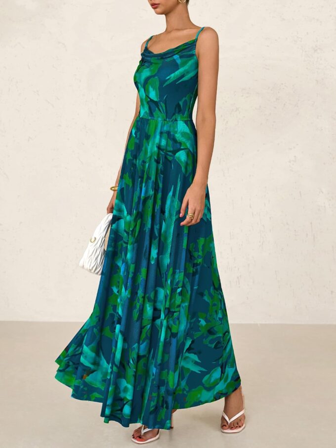 BTFBM Women Summer Floral Maxi Dresses Elegant Spaghetti Strap Dress Printed Party Dress Beach Long Dresses – Bild 6