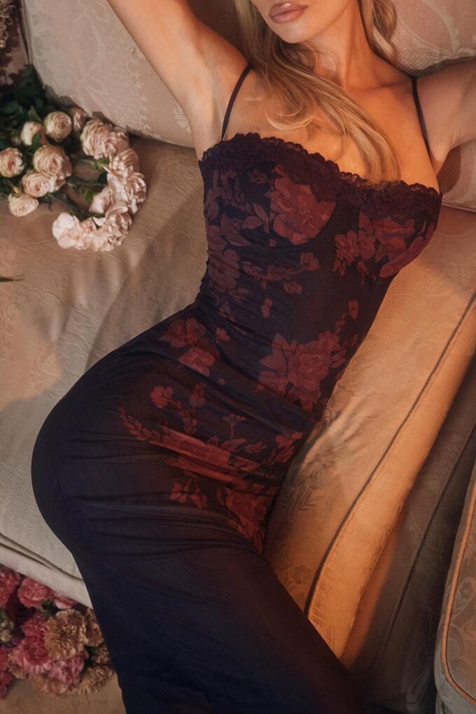 CHYRII Women 2025 Summer Spaghetti Straps Floral Maxi Dress Bodycon Party Wedding Guest Dress – Bild 2