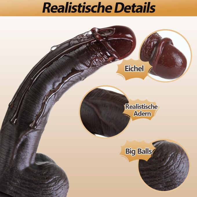 Feelip 29 cm Realistischer Black Dildo Anal, Silikon Dildos mit Starkem Saugnapf Sex Spielzeug für Die Frau Penis Analdildo, Männer XXL Dildo Groß Sex Toy Diloschwanz für Frauen Sex Spielzeug