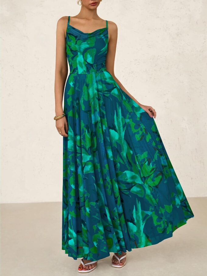 BTFBM Women Summer Floral Maxi Dresses Elegant Spaghetti Strap Dress Printed Party Dress Beach Long Dresses – Bild 7