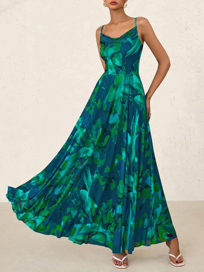 BTFBM Women Summer Floral Maxi Dresses Elegant Spaghetti Strap Dress Printed Party Dress Beach Long Dresses – Bild 2