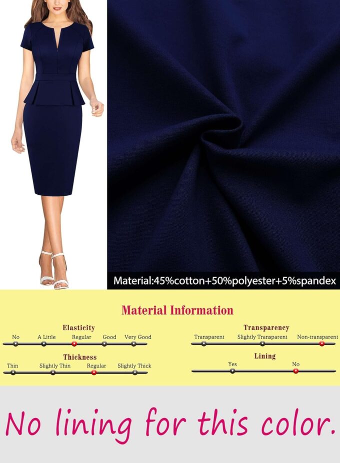 VFSHOW Damenkleid mit Reißverschluss vorne, Schößchen, Büro, Kirche, Bleistiftkleid – Bild 7