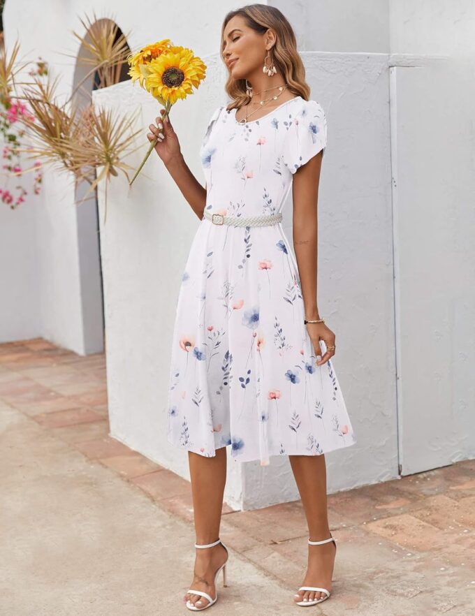 Zeagoo Womens Casual Dresses for Summer Short Sleeve Flare Midi Dress Loose Flowy Beach Sundress – Bild 5