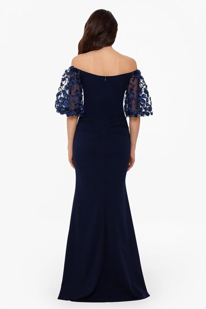 Xscape Women's Illusion Sleeve Off The Shoulder Long Dress (Reg and Petite) – Bild 2