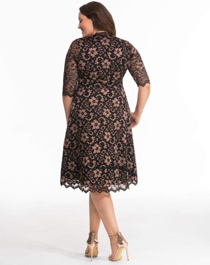 Kiyonna Women's Plus Size Mon Cherie Lace Dress, A-Line Midi Semi-Formal or Formal Cocktail Party Dress for Wedding Guest – Bild 3