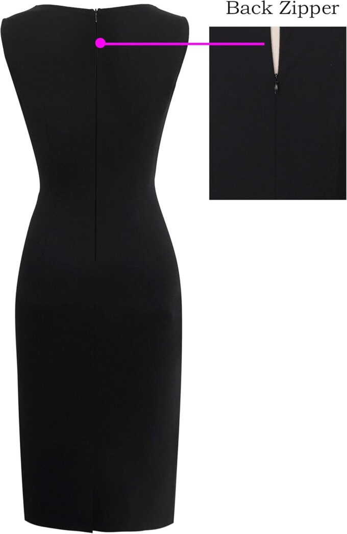 VFSHOW Elegantes Damenkleid mit Reißverschluss, figurbetont, für Arbeit, Büro, Büro – Bild 5