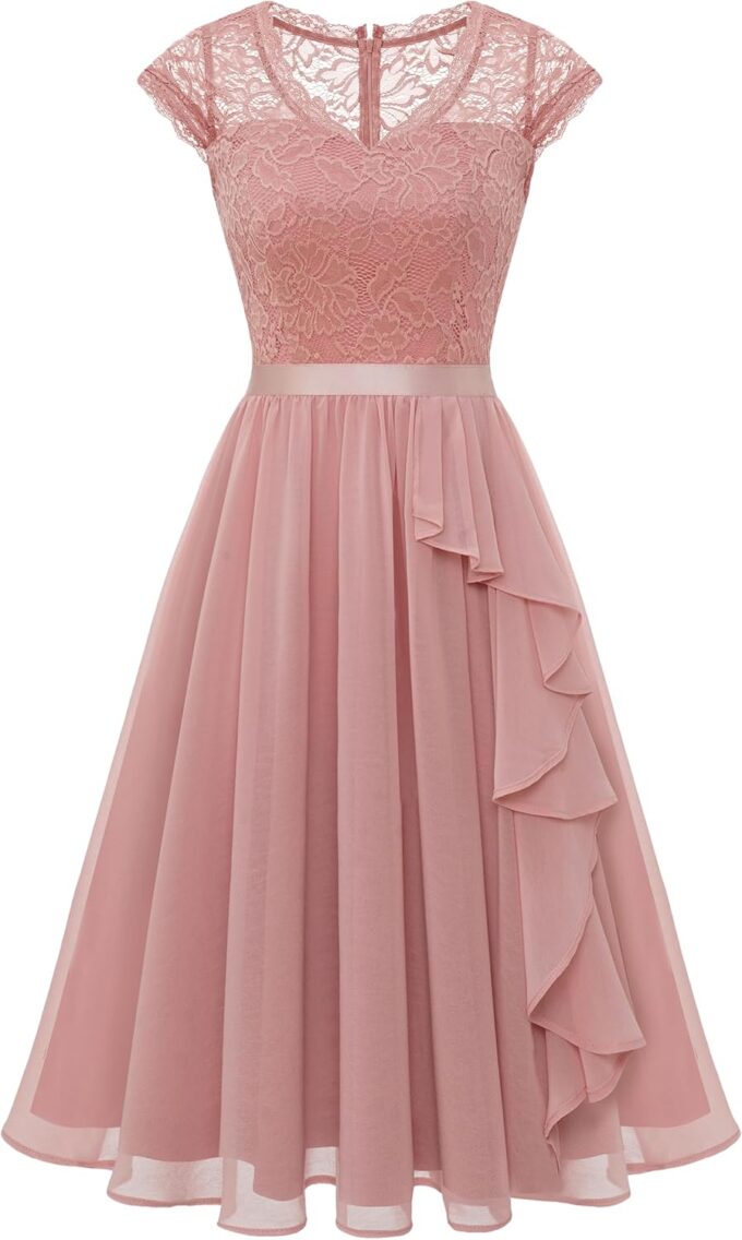 Wedtrend Women's Bridesmaid Dresses Short Prom Dress Ruffle Wedding Guest Cocktail Dresses Floral Homecoming Dress