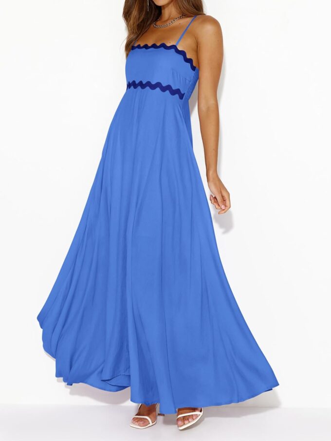 PRETTYGARDEN Womens Spaghetti Strap Maxi Dresses 2025 Summer Casual Square Neck Smocked Boho A Line Long Flowy Beach Sundress – Bild 3