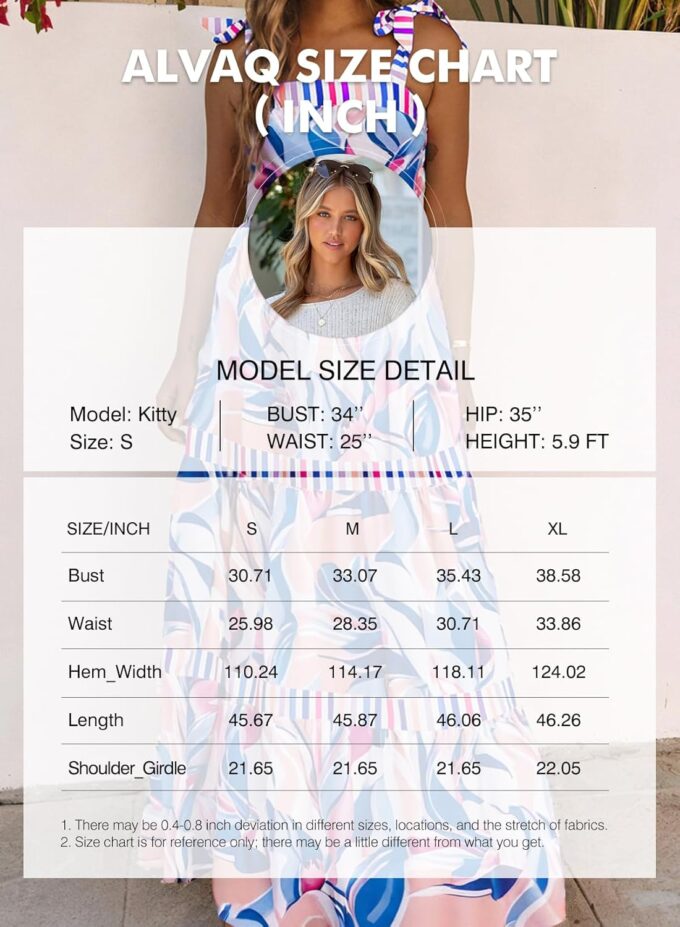 AlvaQ Women's 2025 Summer Sleeveless Floral Print Maxi Dress Strap Square Neck Beach Sun Dress – Bild 6