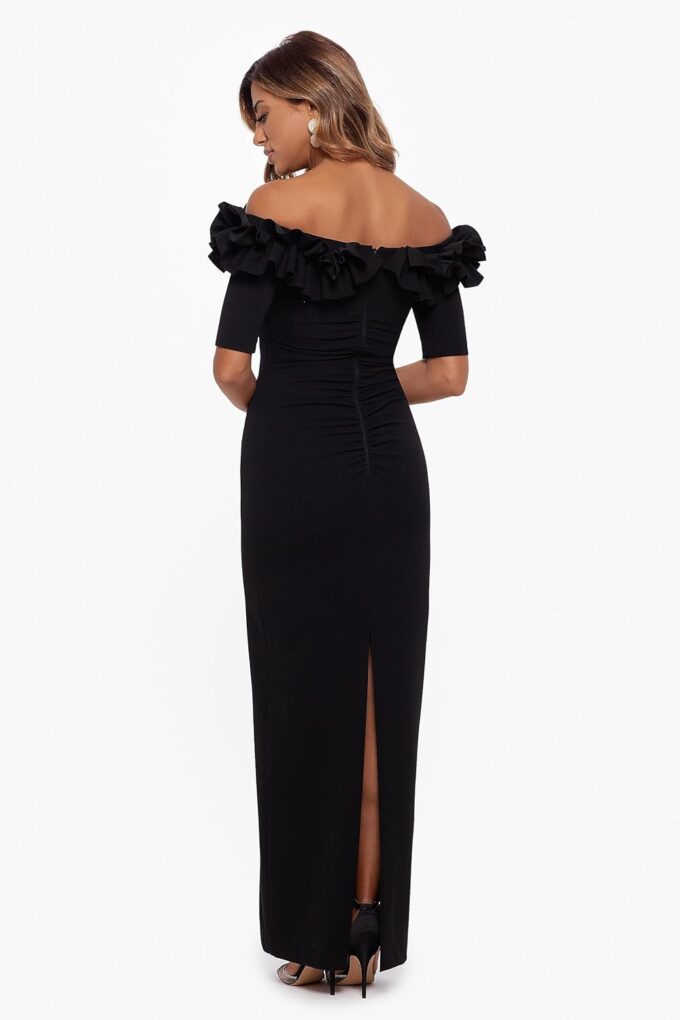Xscape Women's Long Off The Shoulder Scuba Crepe Dress (Reg and Petite) – Bild 2