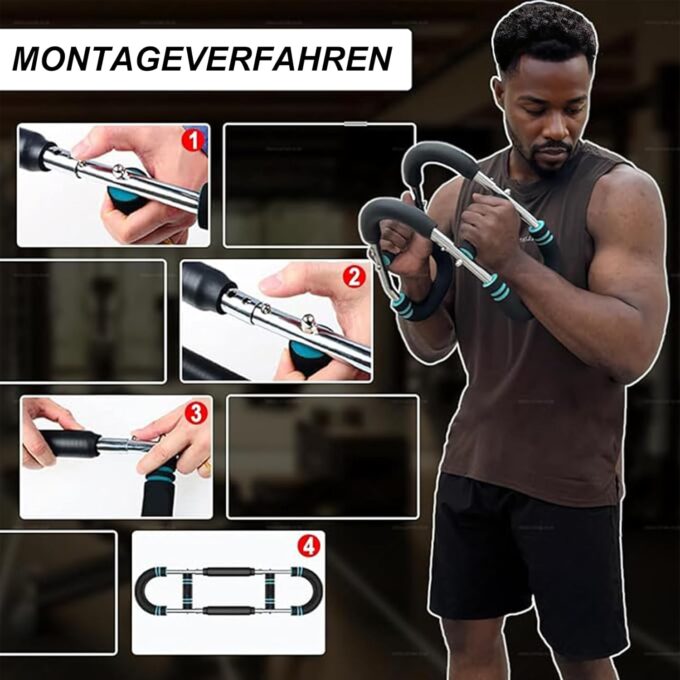 Twister Armtrainer, U-förmiger Verstellbares Brust, Arm & Oberschenkel Trainingsgerät (30-50 kg / 70-110 lb), Tragbarer Federwiderstand mit abnehmbarem Design, Fitnessgeräte für zuhause, Büro & Reise – Bild 6