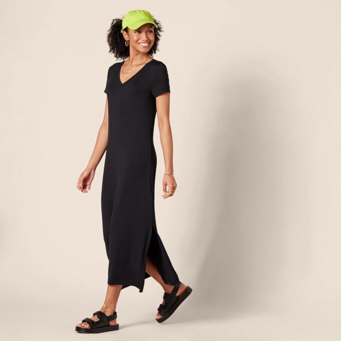 Amazon Essentials Women's Jersey V-Neck Short Sleeve Midi Length Dress – Bild 5