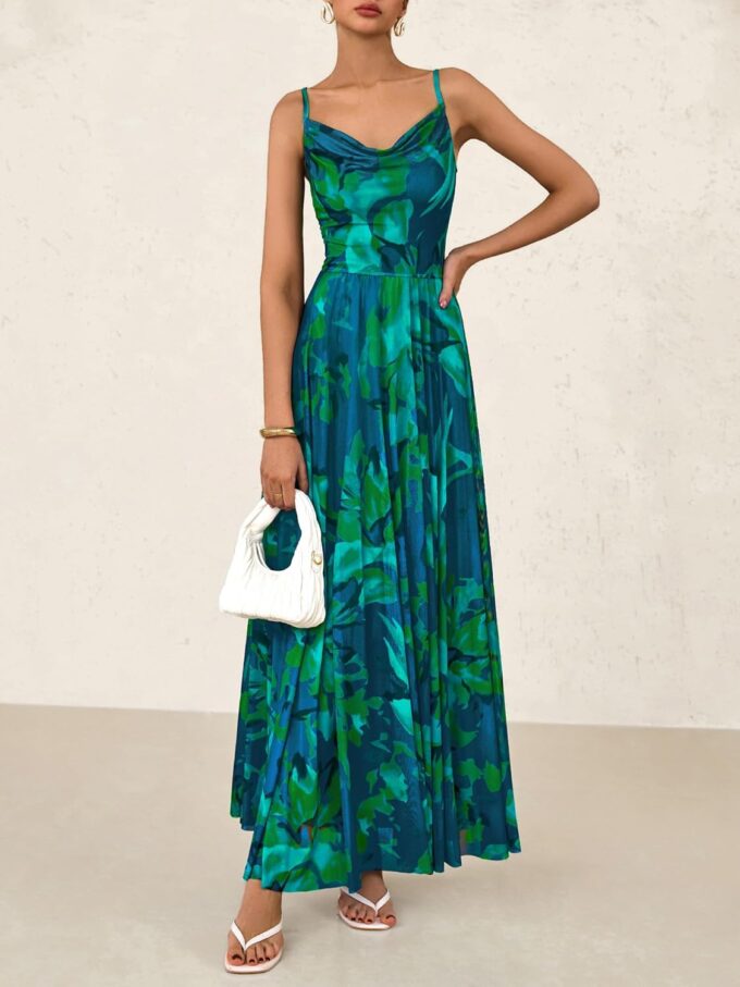 BTFBM Women Summer Floral Maxi Dresses Elegant Spaghetti Strap Dress Printed Party Dress Beach Long Dresses – Bild 4