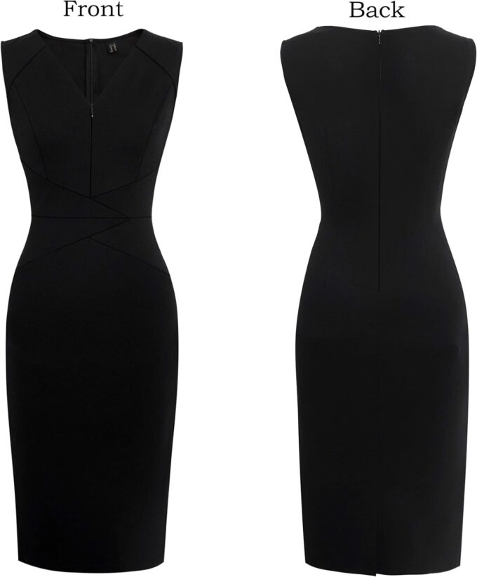 VFSHOW Elegantes Damenkleid mit Reißverschluss, figurbetont, für Arbeit, Büro, Büro – Bild 4
