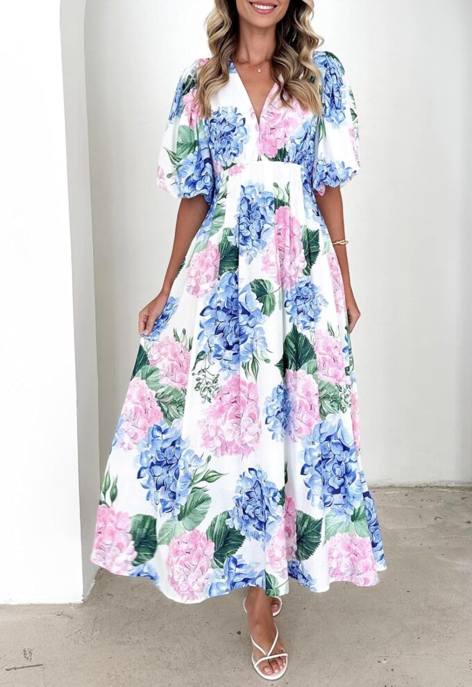 Sissyaki Women's Boho Floral Maxi Dress Summer Fall Wedding Guest Dress – Bild 2