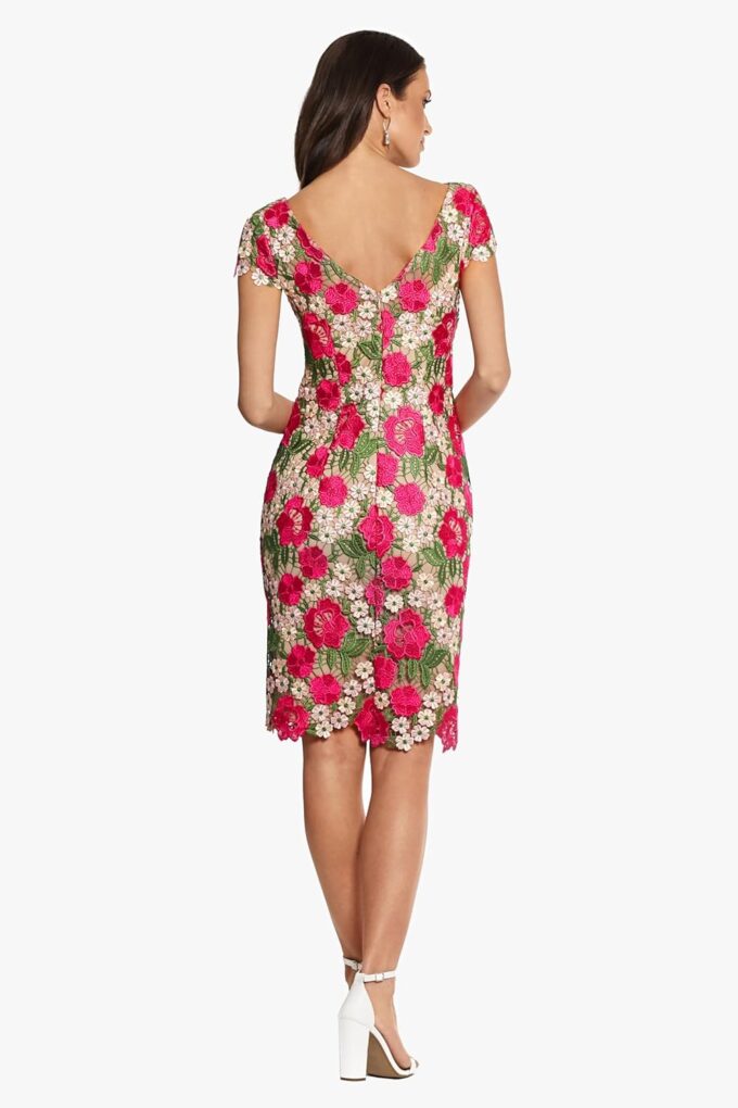 Xscape Women's Short Sleeve Floral Lace Embroidered Sheath Midi Dress – Bild 2