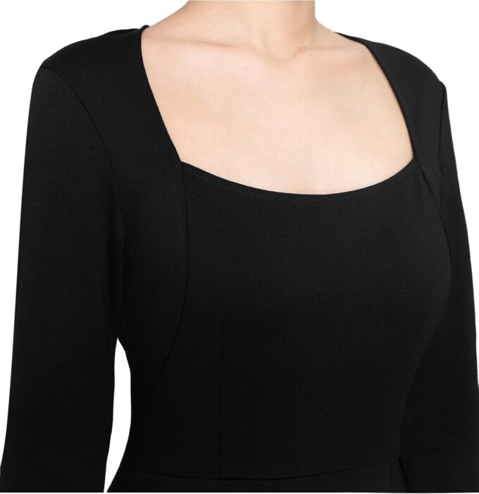 VFSHOW Damenkleid für Arbeit, Business, quadratischer Ausschnitt, figurbetontes Kleid, Büro, Retro, elegant, eng anliegend, Bleistift-Etuikleid – Bild 3