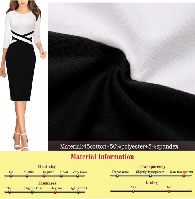 VFSHOW Elegantes Damenkleid mit Reißverschluss, figurbetont, für Arbeit, Büro, Büro – Bild 7