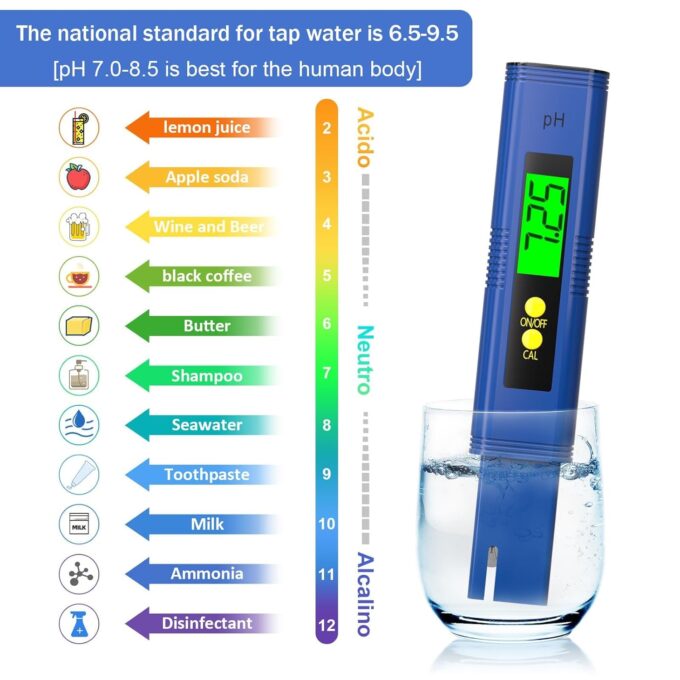 RUNBO pH Messgerät Wasser 4 in 1 - pH Wert Messgerät für pH/TDS/EC/Temperatur, Digital Wasserqualität Tester für Aquarium, Pools, Trinkwasser, Schwimmbad – Bild 2