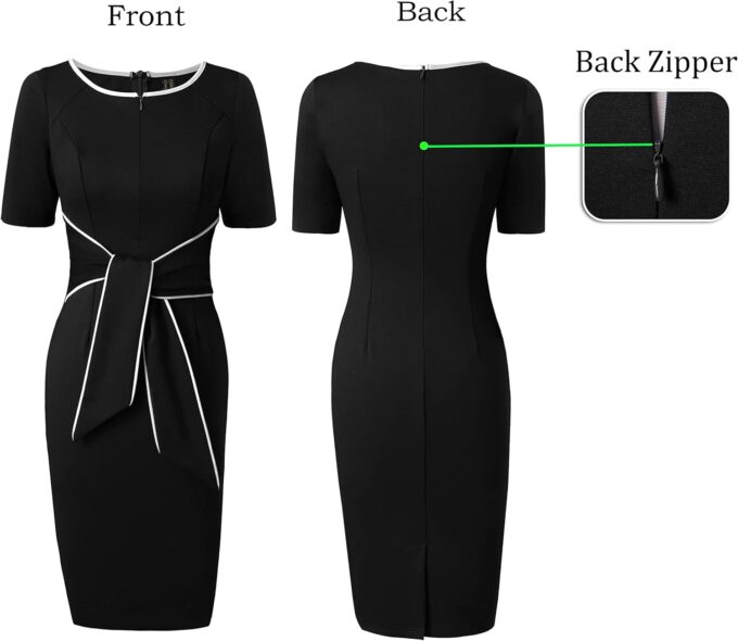 VFSHOW Damen-Bleistiftkleid mit Reißverschluss, für die Taille, schmal, für Arbeit, Büro, figurbetont, Bleistiftkleid – Bild 6