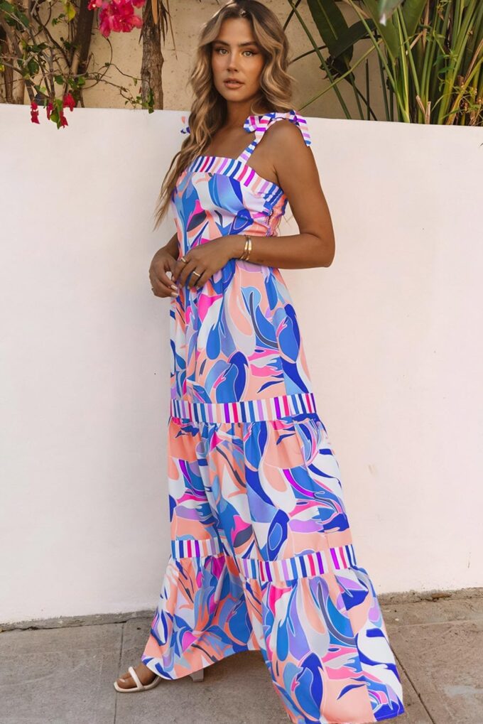 AlvaQ Women's 2025 Summer Sleeveless Floral Print Maxi Dress Strap Square Neck Beach Sun Dress – Bild 2
