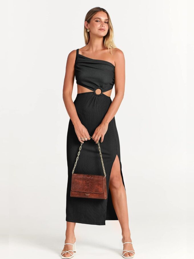 ANRABESS Women Summer One Shoulder Sleeveless Maxi Dress Cutout Sexy Bodycon Semi Formal Dinner Date Vacation Dresses – Bild 8