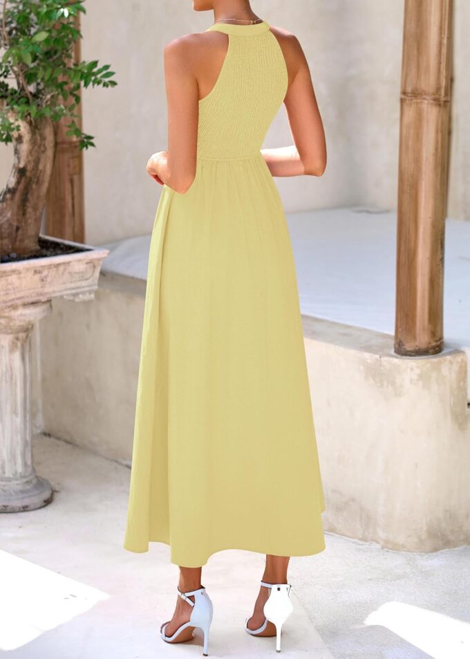 KIRUNDO Women Summer Sleeveless Halter Maxi Dress Sundress 2025 Casual Flowy Wedding Guest Cocktail Beach Vacation Dresses – Bild 2