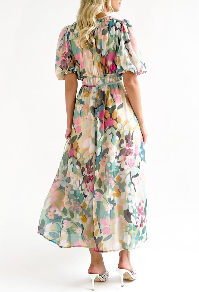 Women's Floral Maxi Dress Summer Fall Wedding Guest Dress – Bild 4