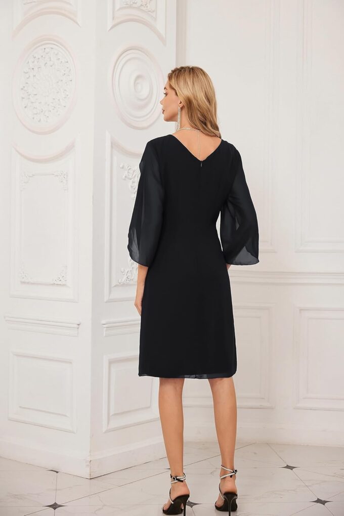 GRACE KARIN Womens Chiffon Dresses Flutter Sleeve Party Wedding Cocktail Dress Size 8-20 – Bild 5