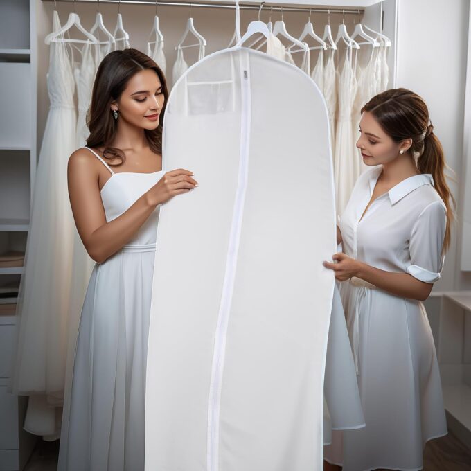 2 Stück Brautkleidhülle Kleidersack 180 cm,Anti-Staub Atmungsaktiver Hochzeitskleid Kleidersack mit Mit Reißverschluss, Geeignet für Brautkleider, Kleider, Mäntel, Lange Mäntel usw – Bild 5