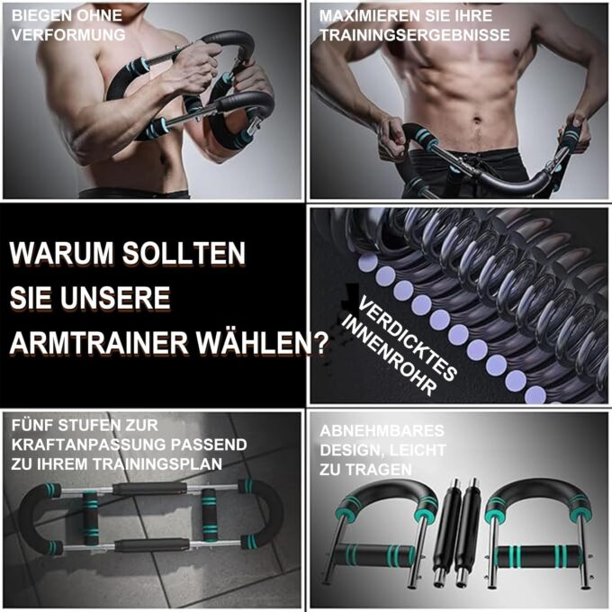 Twister Armtrainer, U-förmiger Verstellbares Brust, Arm & Oberschenkel Trainingsgerät (30-50 kg / 70-110 lb), Tragbarer Federwiderstand mit abnehmbarem Design, Fitnessgeräte für zuhause, Büro & Reise – Bild 5