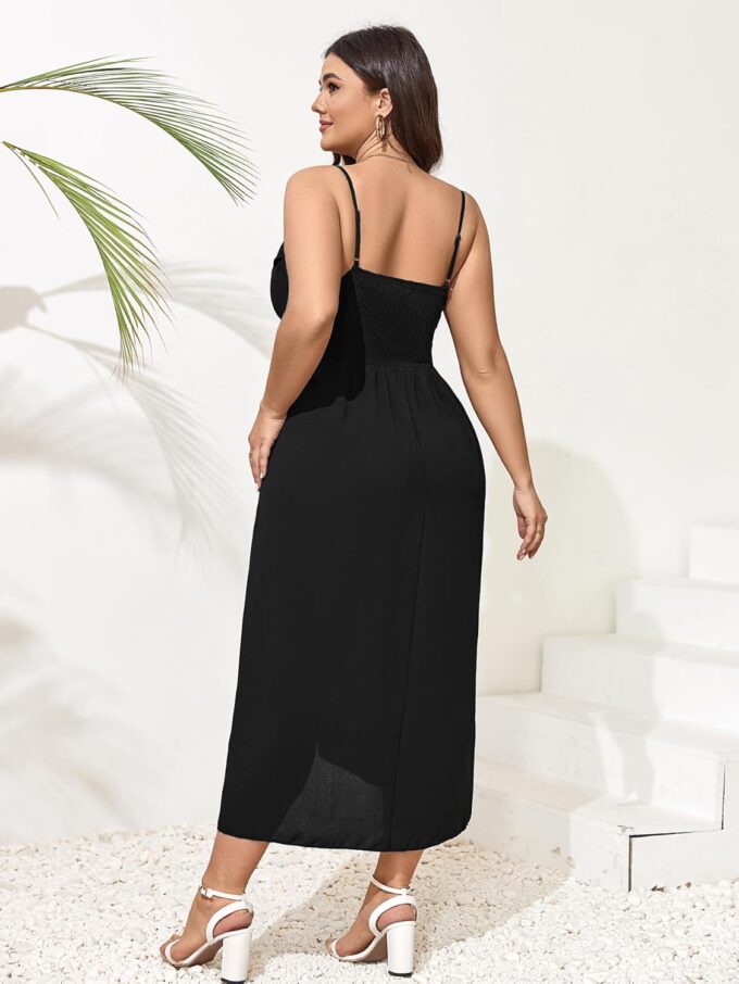 SCOMCHIC Women's Plus Size Dress Sleeveless Spaghetti Strap Cowl Neck Wrap Party Cocktail Cami Dress – Bild 3