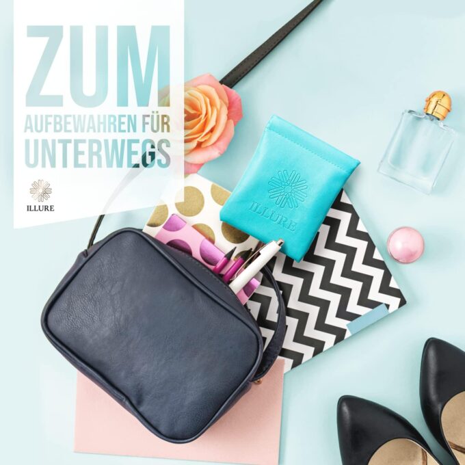 ILLURE® Nippelpads – Damen Nipple Cover mit Brustwarzenschutz - Nipple Pads wiederverwendbar & waschbar - dünne Selbstklebende Brustwarzen Nippelabdeckung aus hypoallergenem Silikon [8 cm] mit Tasche – Bild 3